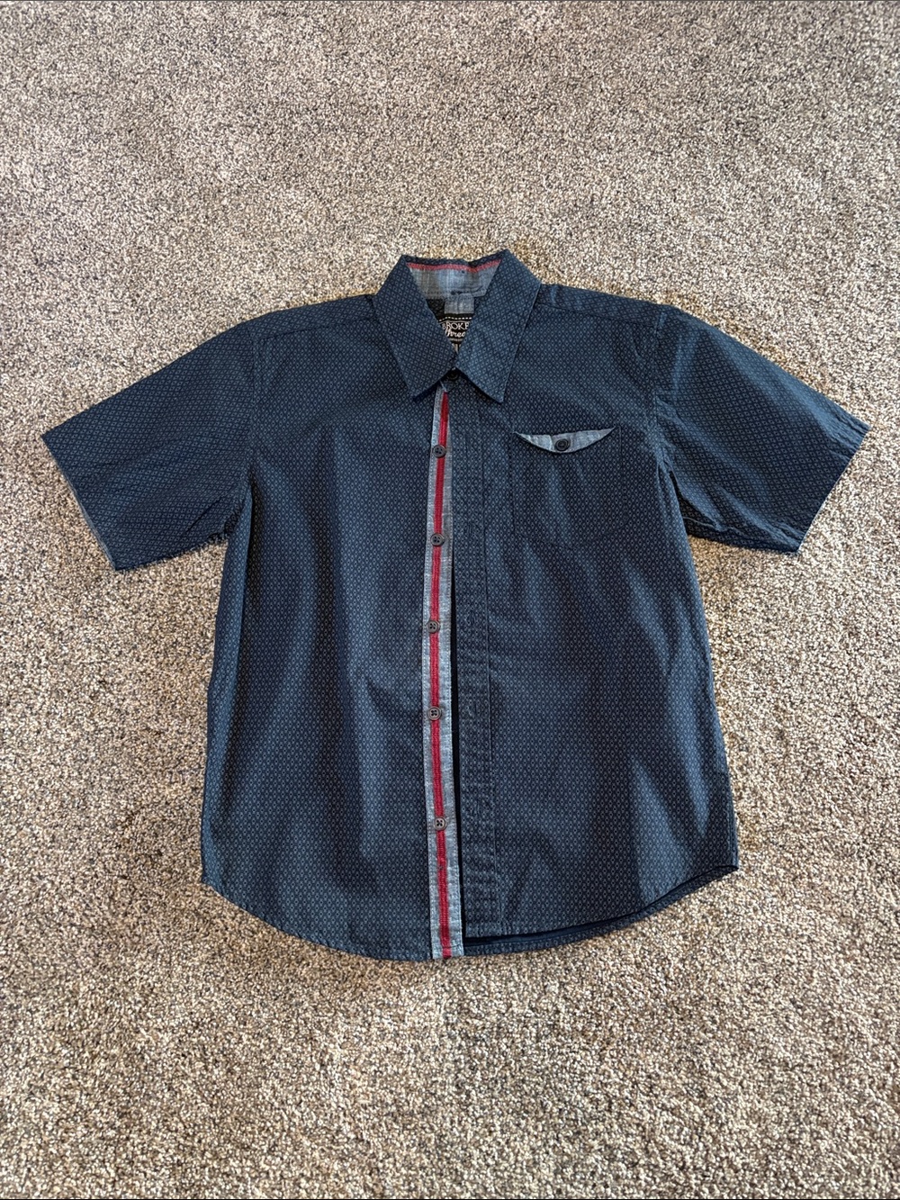 Boys Short-Sleeve Button-Down Shirt Navy Blue Size 8